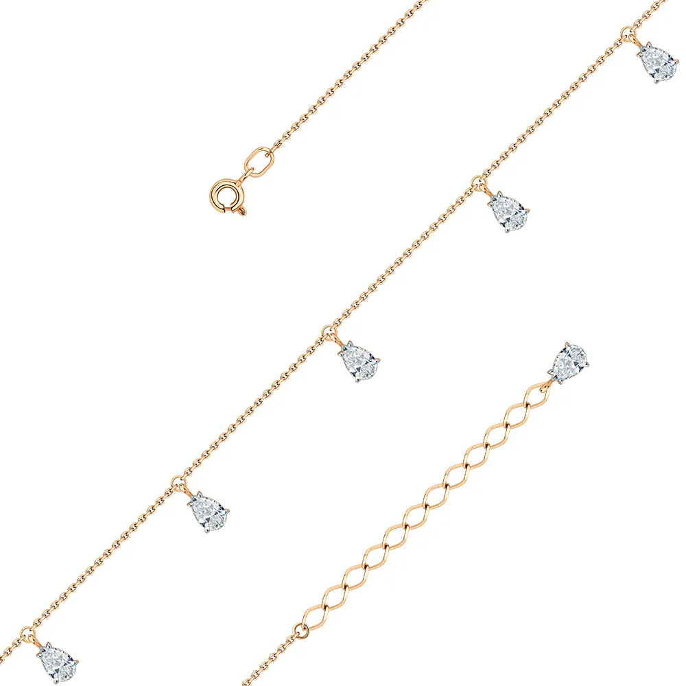 Brățară p/u Picior din aur roșu cu Cubic Zirconia Incolor