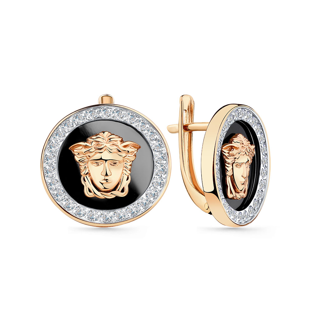 Cercei din aur roșu cu pietre Cubic Zirconia Incolor