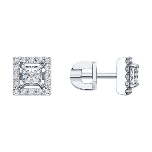 Cercei Pusete din aur alb cu pietre Diamant