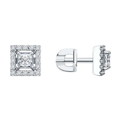 Cercei Pusete din aur alb cu Diamant