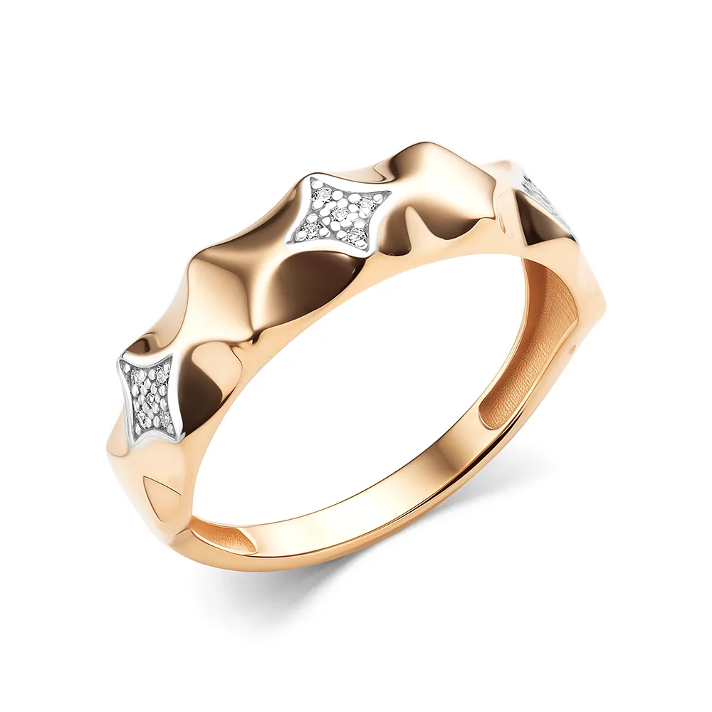 Inel din aur roșu cu Cubic Zirconia Incolor