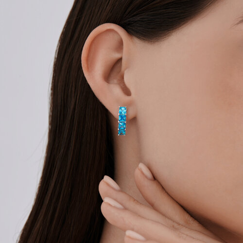 Cercei din argint  cu pietre Cubic Zirconia Albastru