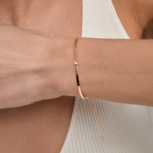 Brățară din aur roșu cu pietre Cubic Zirconia Incolor