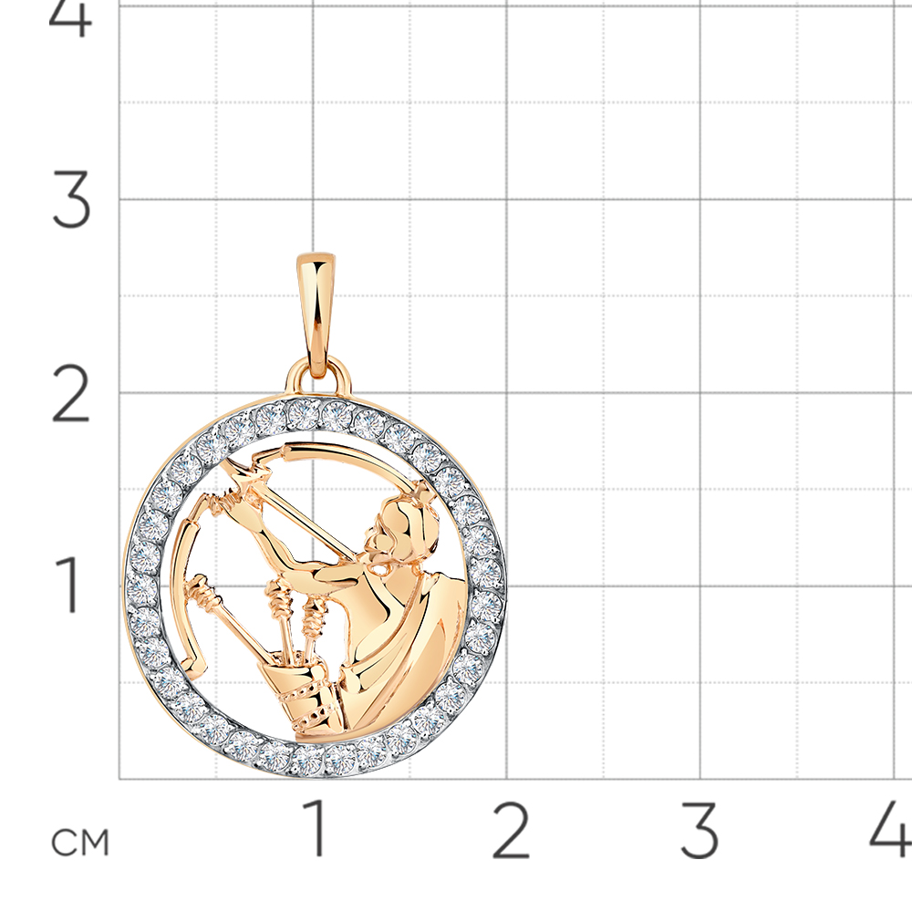 Pandantiv din aur roșu cu pietre Cubic Zirconia Incolor