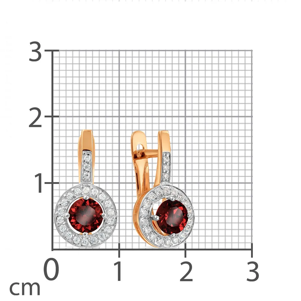 Cercei din aur roșu cu Cubic Zirconia Incolor, Granat