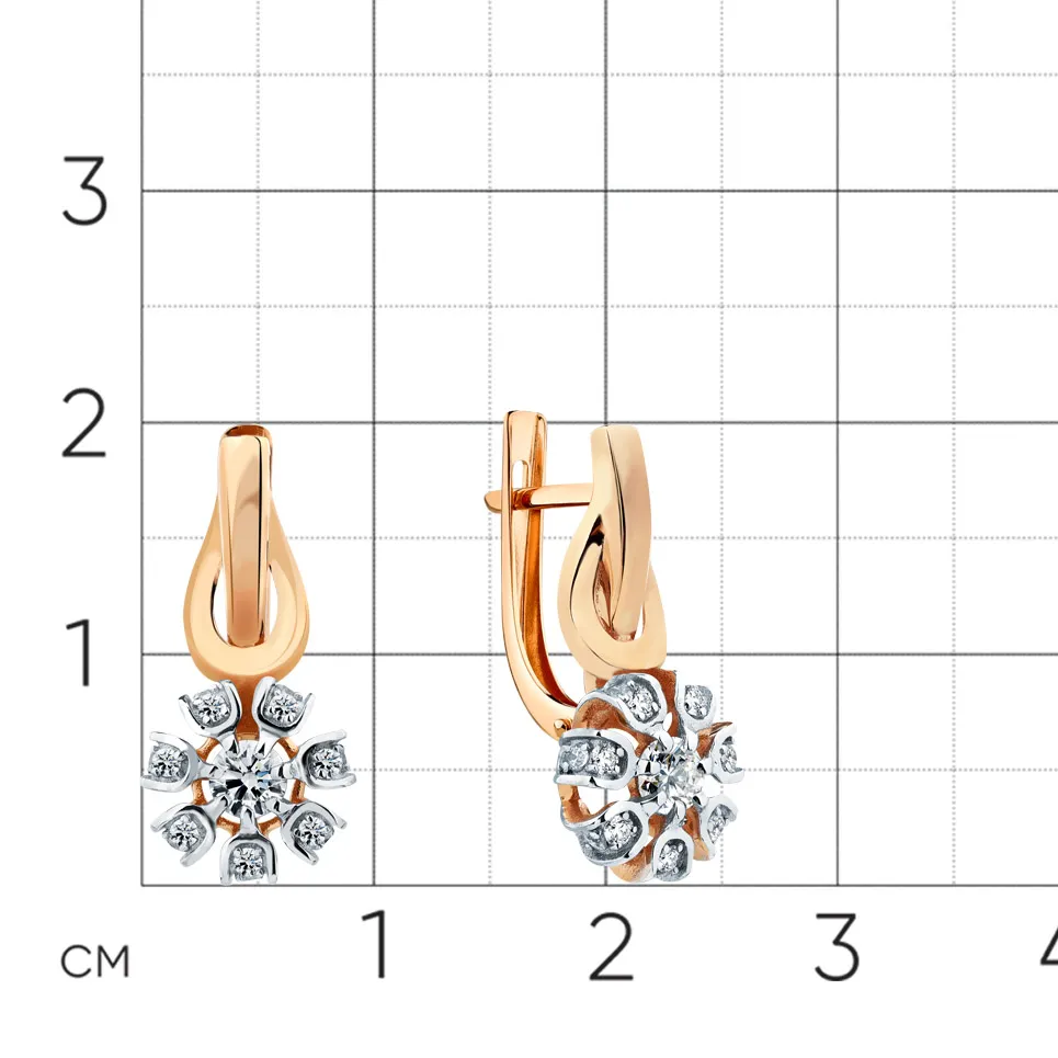 Cercei din aur roșu cu Cubic Zirconia Incolor