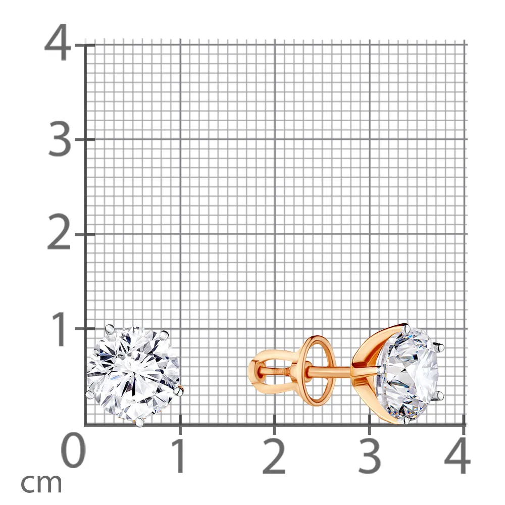 Cercei Pusete din aur roșu cu Cubic Zirconia Incolor