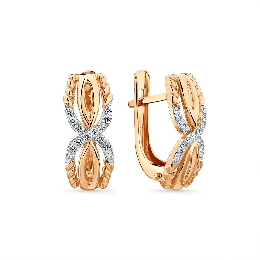 Cercei din aur roșu cu Cubic Zirconia Incolor