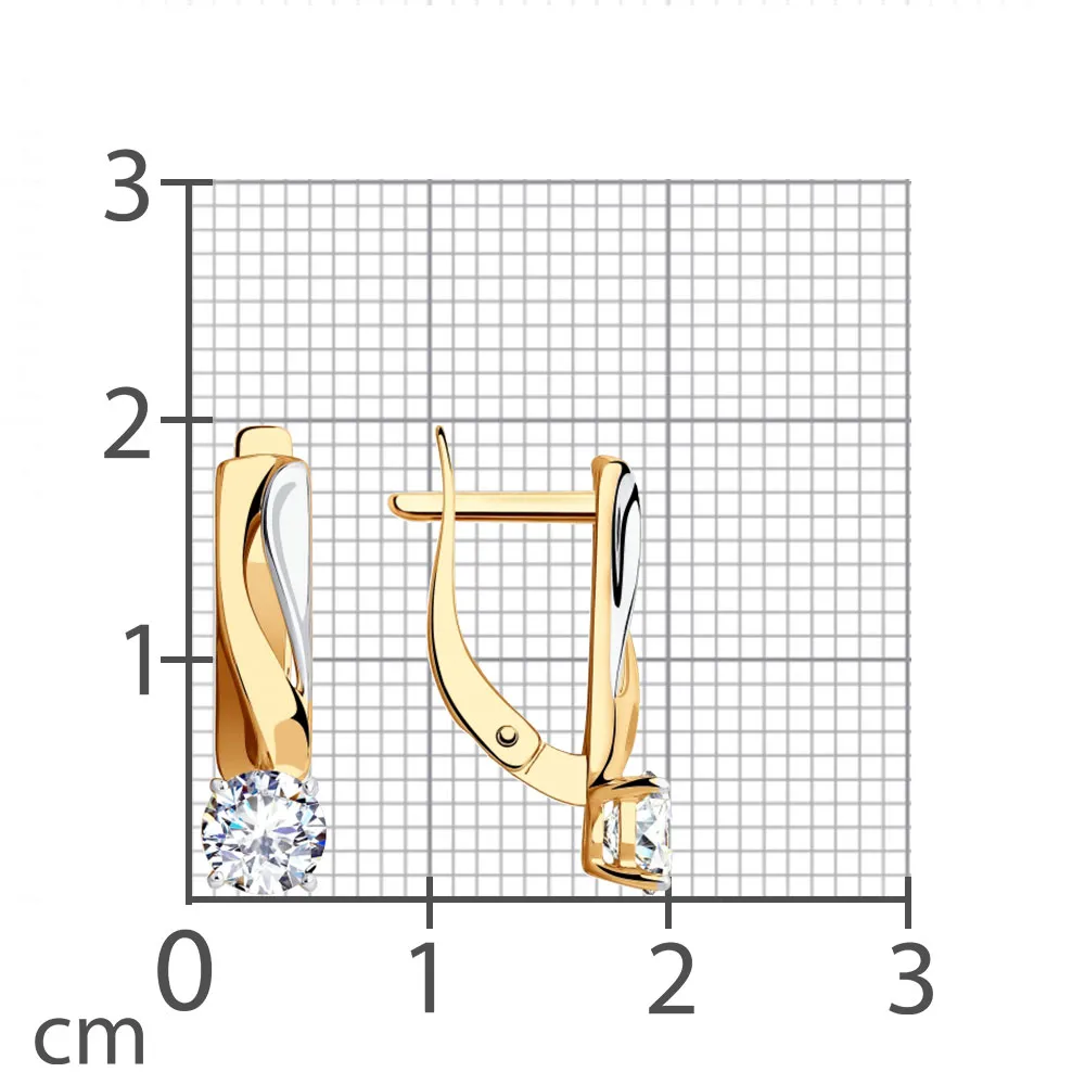 Cercei din aur roșu cu Cubic Zirconia Incolor