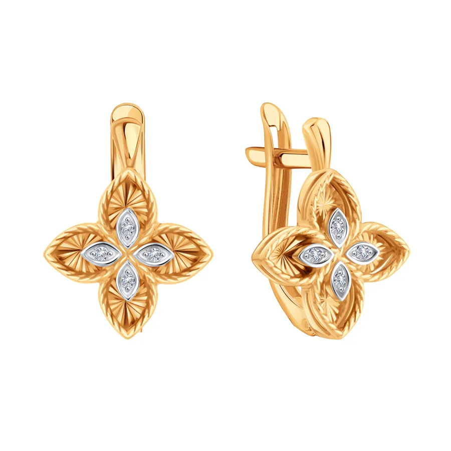 Cercei din aur roșu cu Cubic Zirconia Incolor