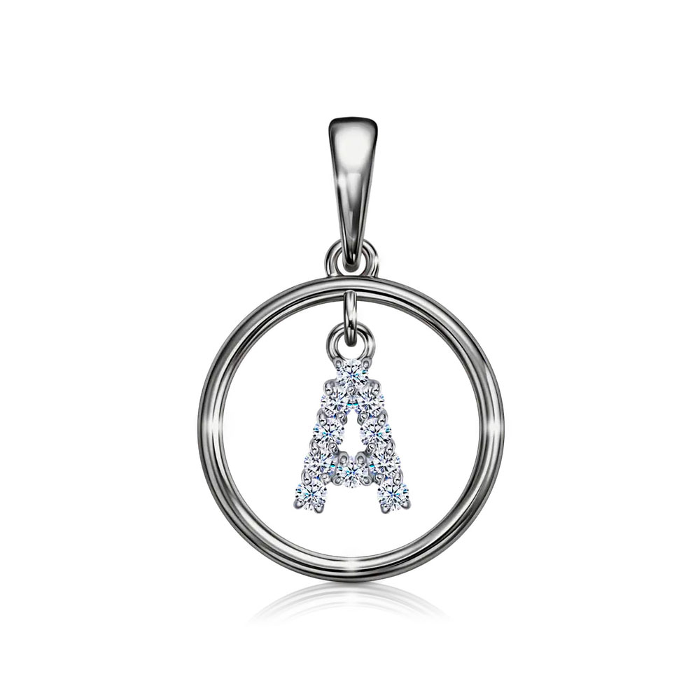 Подвеска из белого золота с камнями Фианит