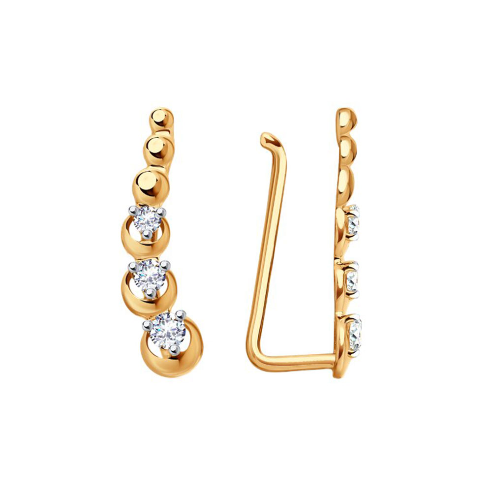 Cercei din aur roșu cu pietre Cubic Zirconia Incolor