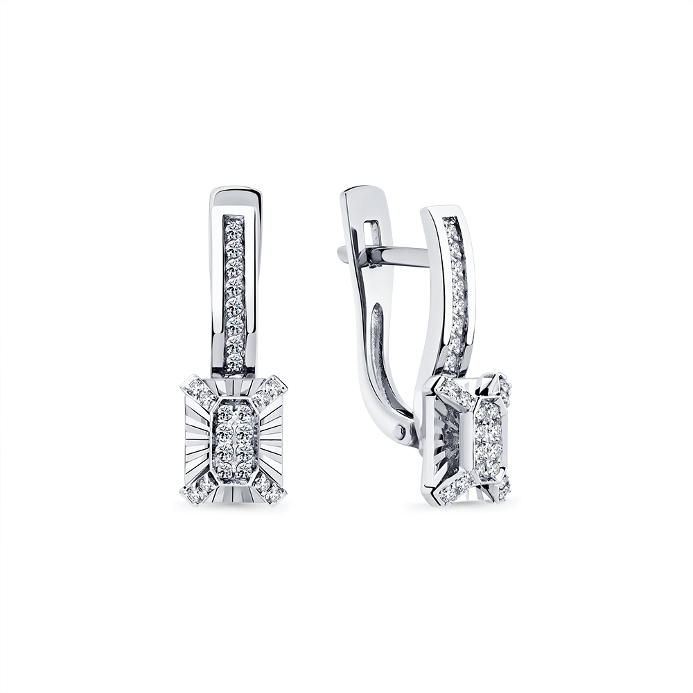 Серьги из белого золота с камнями Бриллиант