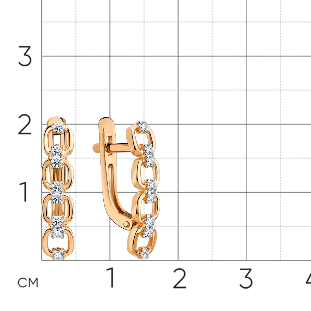 Cercei din aur roșu cu pietre Diamant
