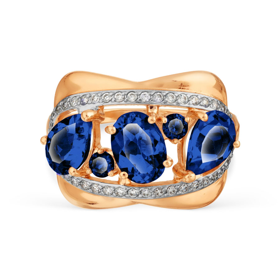 Inel din aur roșu cu pietre Cubic zirconia, Topaz London
