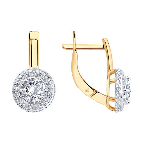 Серьги из красного золота с камнями Фианит