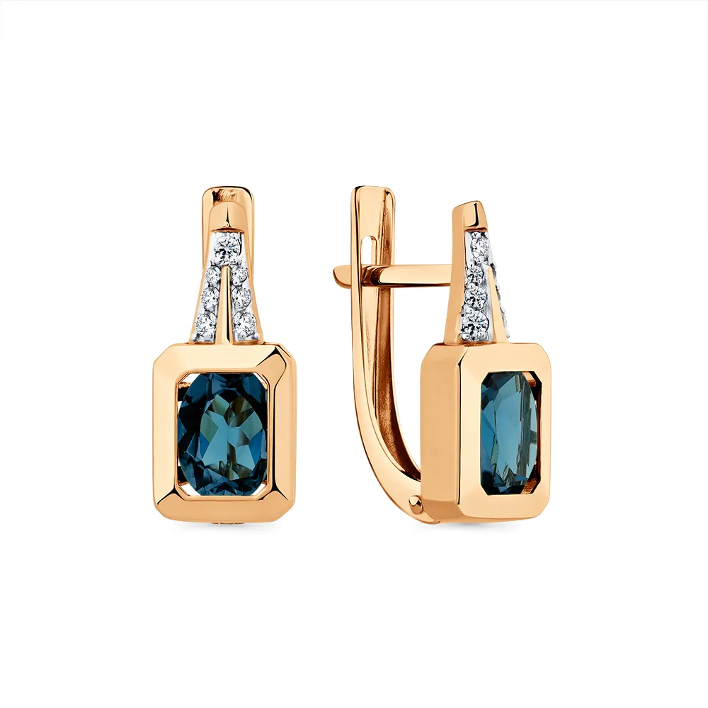 Cercei din aur roșu cu Cubic Zirconia Incolor, Topaz London