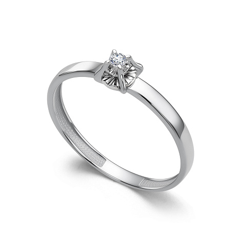 Кольцо из белого золота с камнями Бриллиант