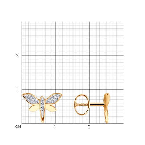 Cercei Pusete din aur roșu cu pietre Cubic Zirconia Incolor