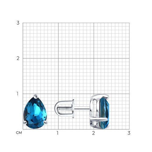 Серьги Пусеты из серебра с камнями Кристалл синий