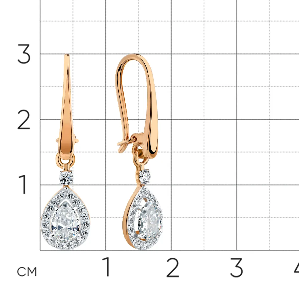 Cercei Suspendați din aur roșu cu Cubic Zirconia Incolor