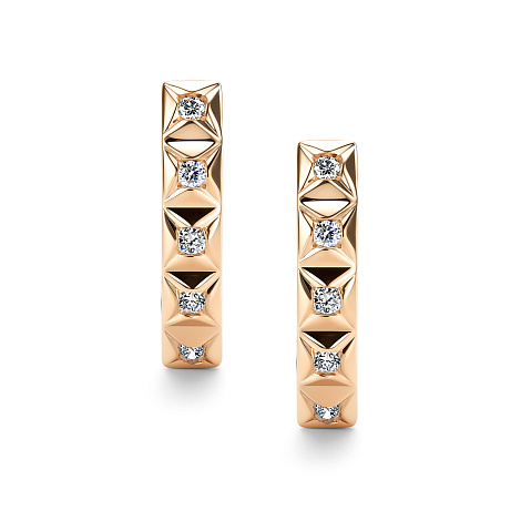 Cercei din aur roșu cu pietre Diamant