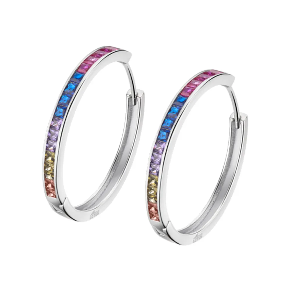 Cercei Creole din argint cu Cubic Zirconia Multicoloră