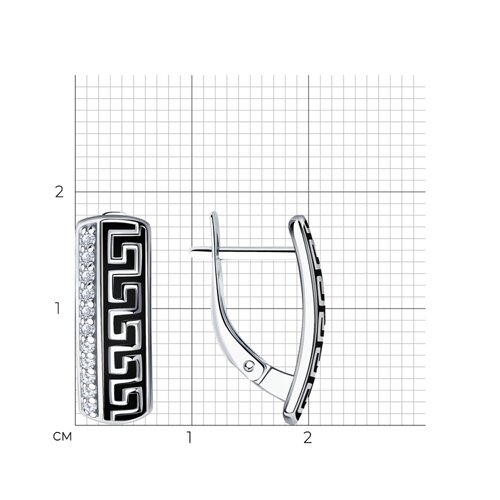 Cercei din argint  cu pietre Cubic Zirconia Incolor, Emailare