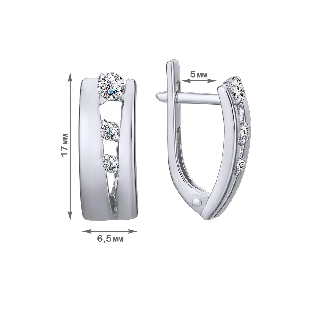 Cercei din aur alb cu Cubic Zirconia Incolor
