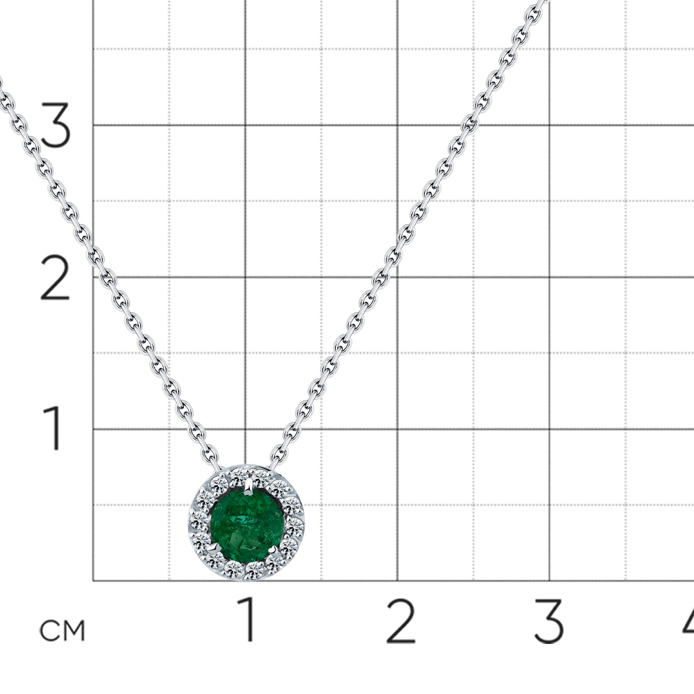 Colier din aur alb cu pietre Diamant, Smarald