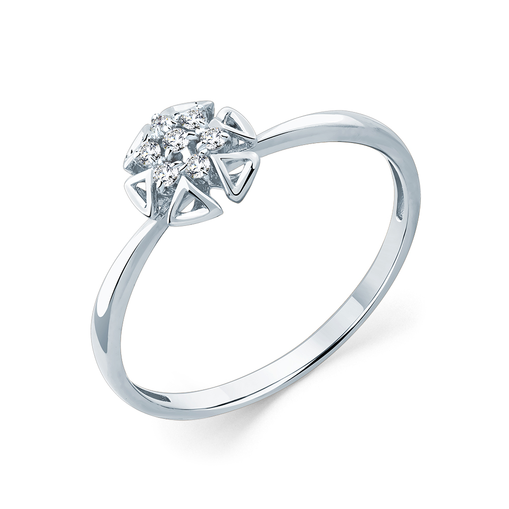 Кольцо из белого золота с камнями Бриллиант