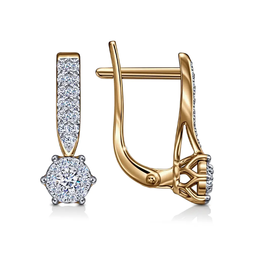 Cercei din aur roșu cu Cubic Zirconia Incolor