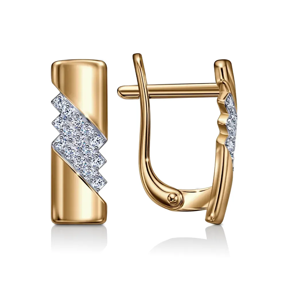 Cercei din aur roșu cu Cubic Zirconia Incolor