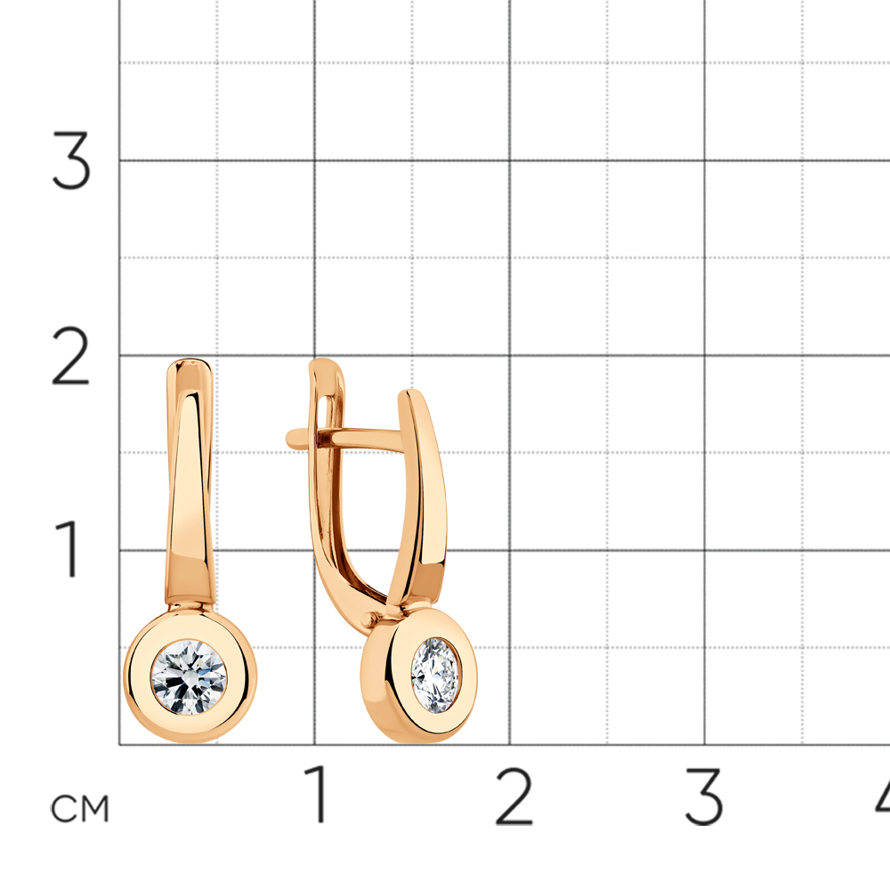 Cercei din aur roșu cu pietre Cubic Zirconia Incolor