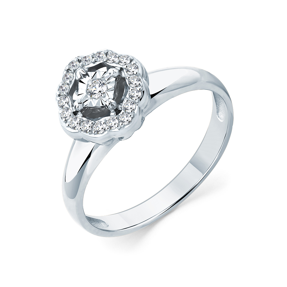 Inel din aur alb cu pietre Diamant