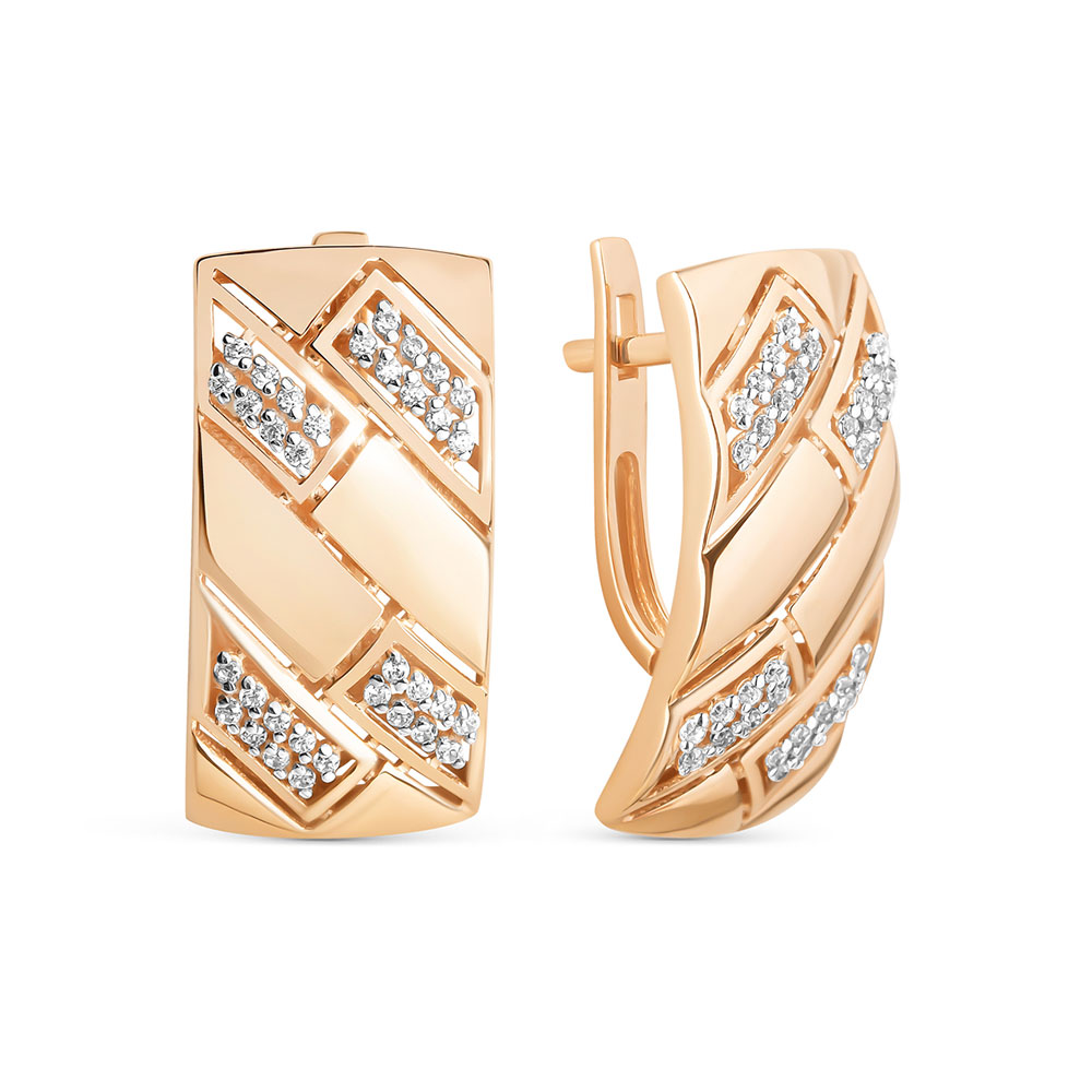 Cercei din aur roșu cu pietre Cubic Zirconia Incolor