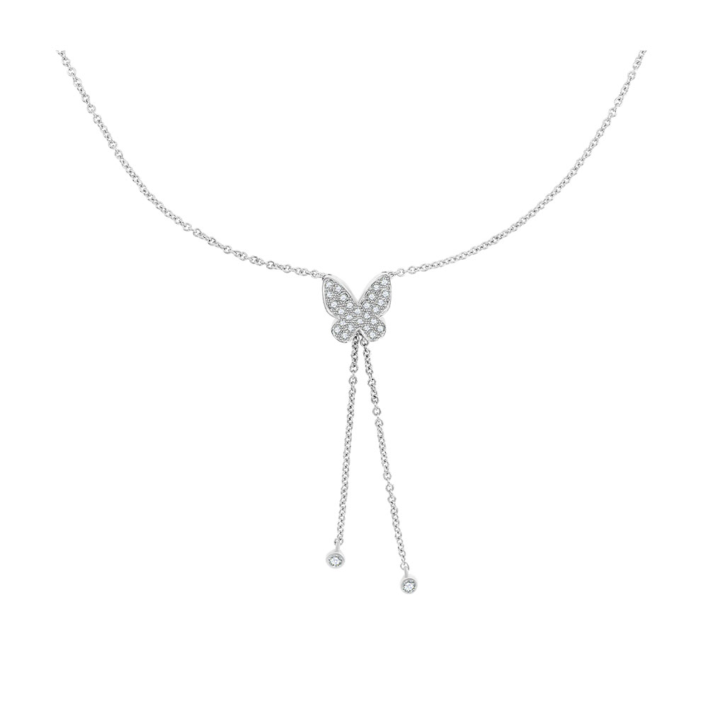 Колье из белого золота с камнями Бриллиант