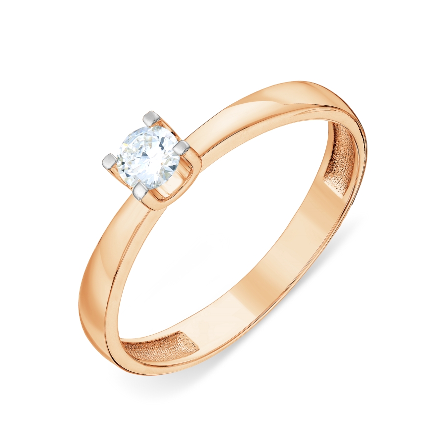 Кольцо из красного золота с камнями Бриллиант