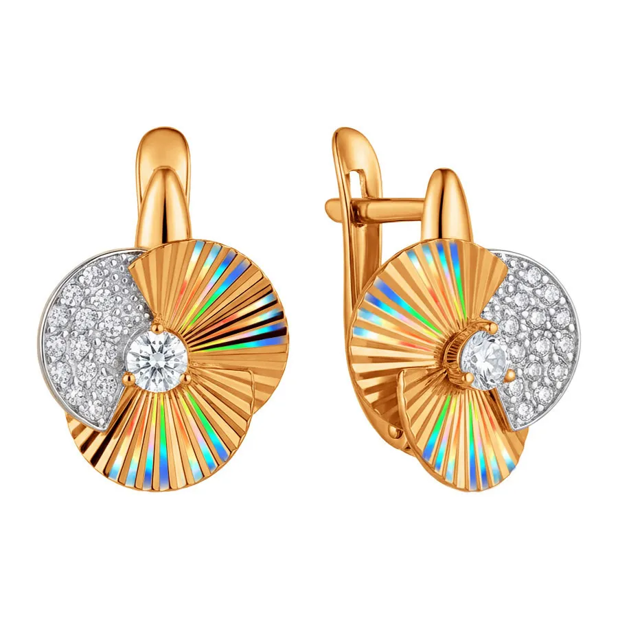 Cercei din aur roșu cu Cubic Zirconia Incolor