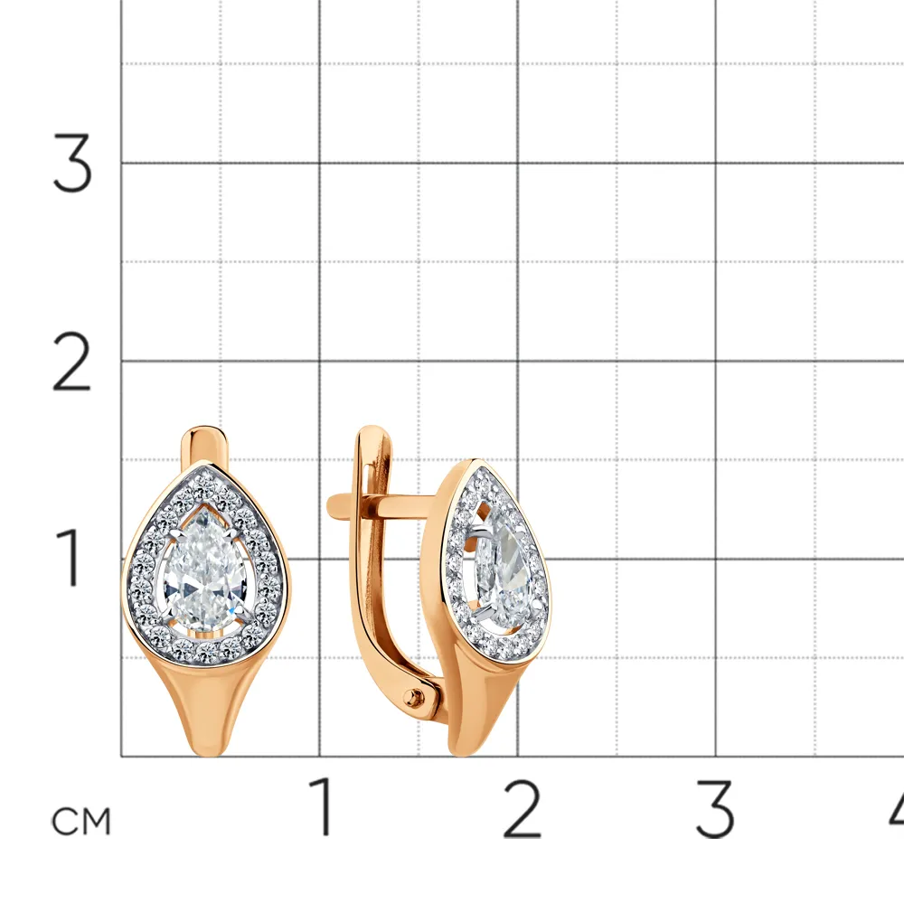 Cercei din aur roșu cu Cubic Zirconia Incolor