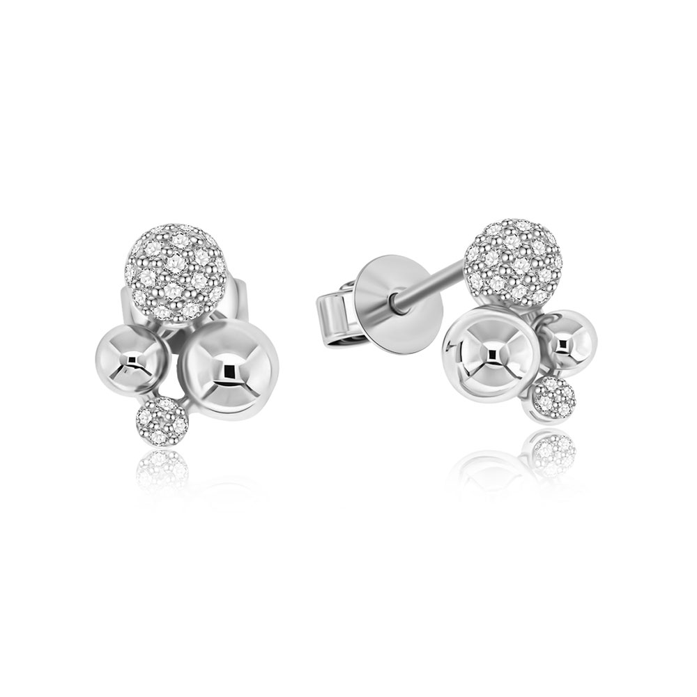 Cercei Pusete din aur alb cu pietre Diamant