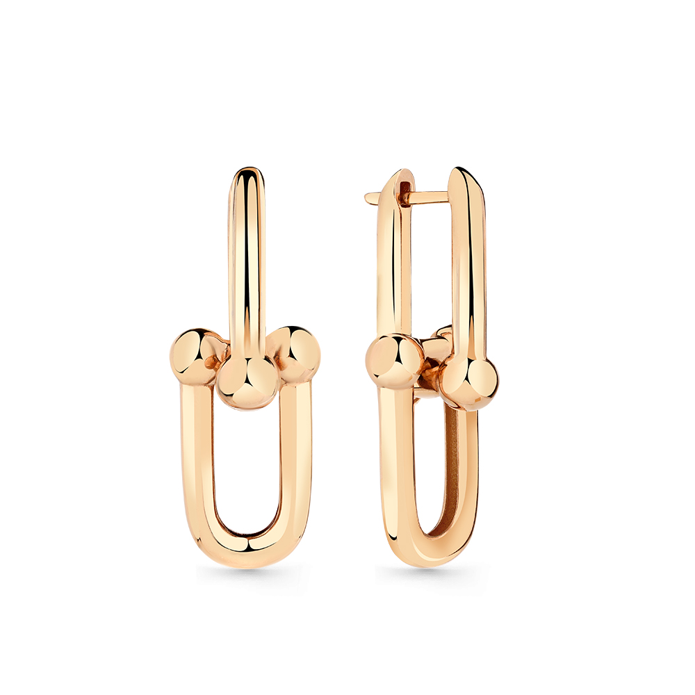 Серьги Длинные из красного золота без камней