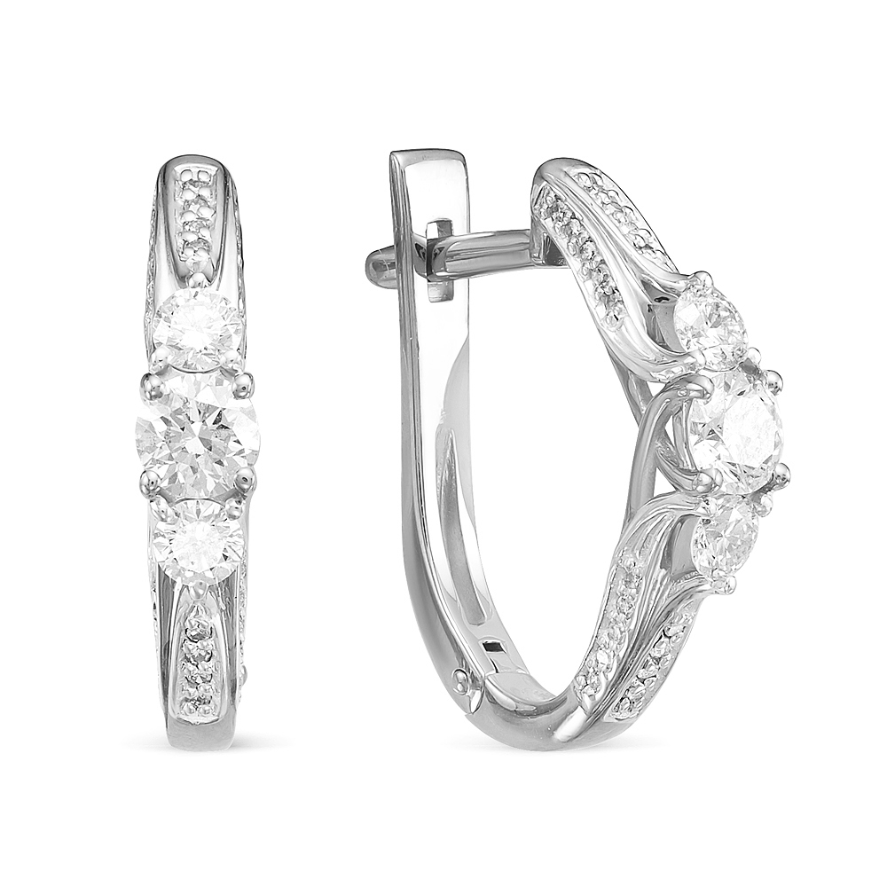 Cercei din aur alb cu pietre Diamant