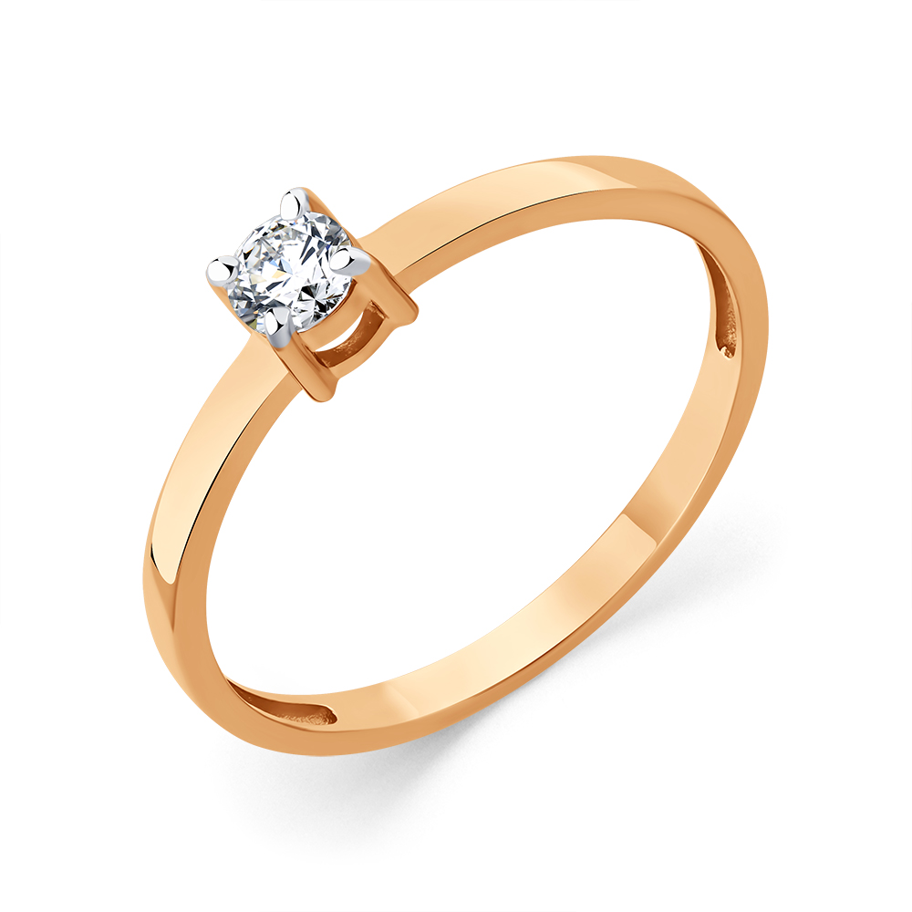 Кольцо из красного золота с камнями Бриллиант