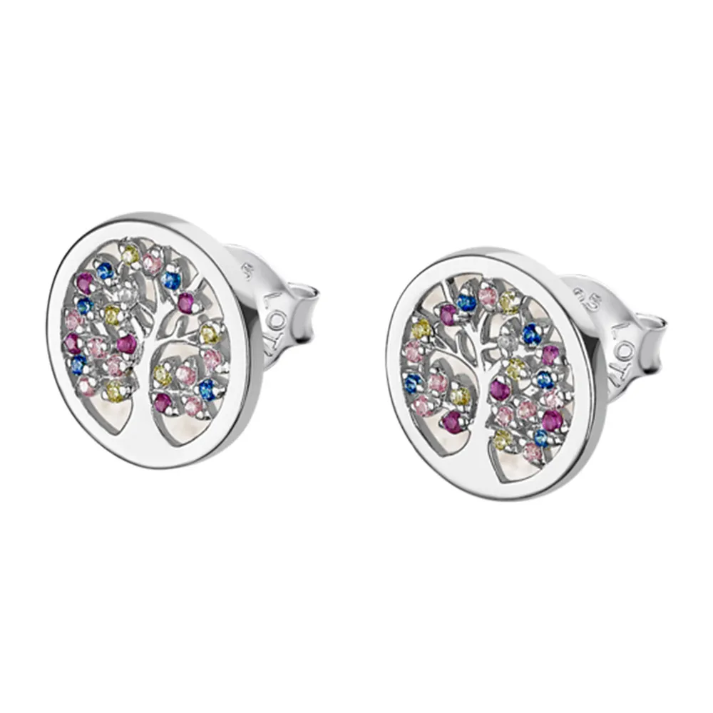 Cercei Pusete din argint cu Cubic Zirconia Multicoloră, Sidef Alb