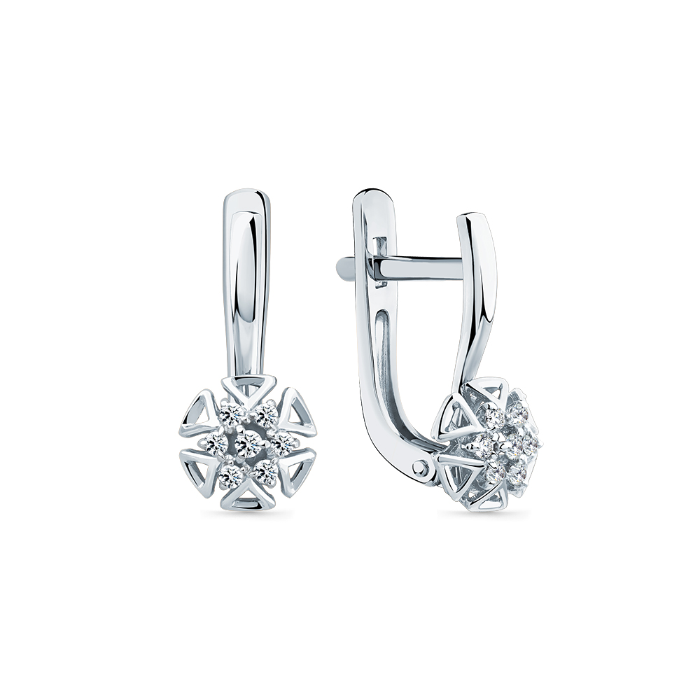 Серьги из белого золота с камнями Бриллиант