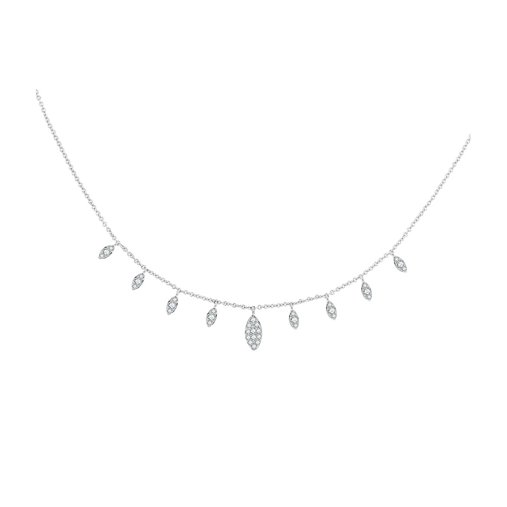 Колье из белого золота с камнями Бриллиант