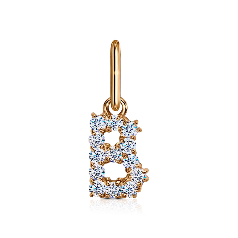 Pandantiv din aur roșu cu pietre Cubic Zirconia Incolor