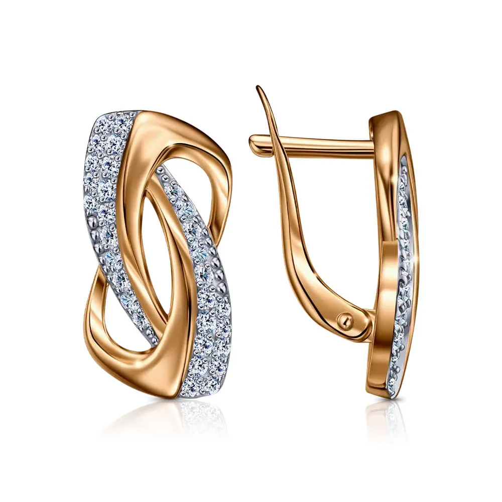 Cercei din aur roșu cu Cubic Zirconia Incolor