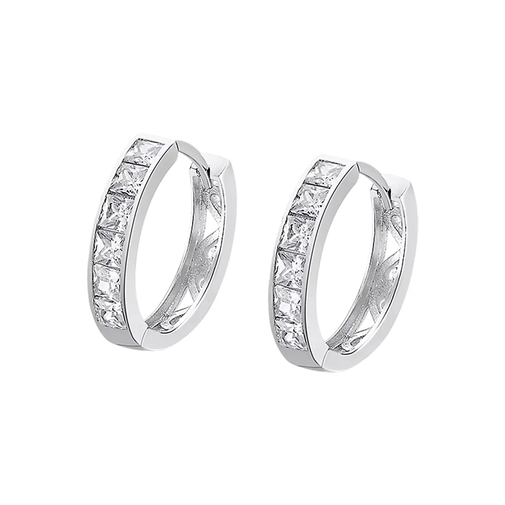 Cercei Creole din argint cu Cubic Zirconia Incolor